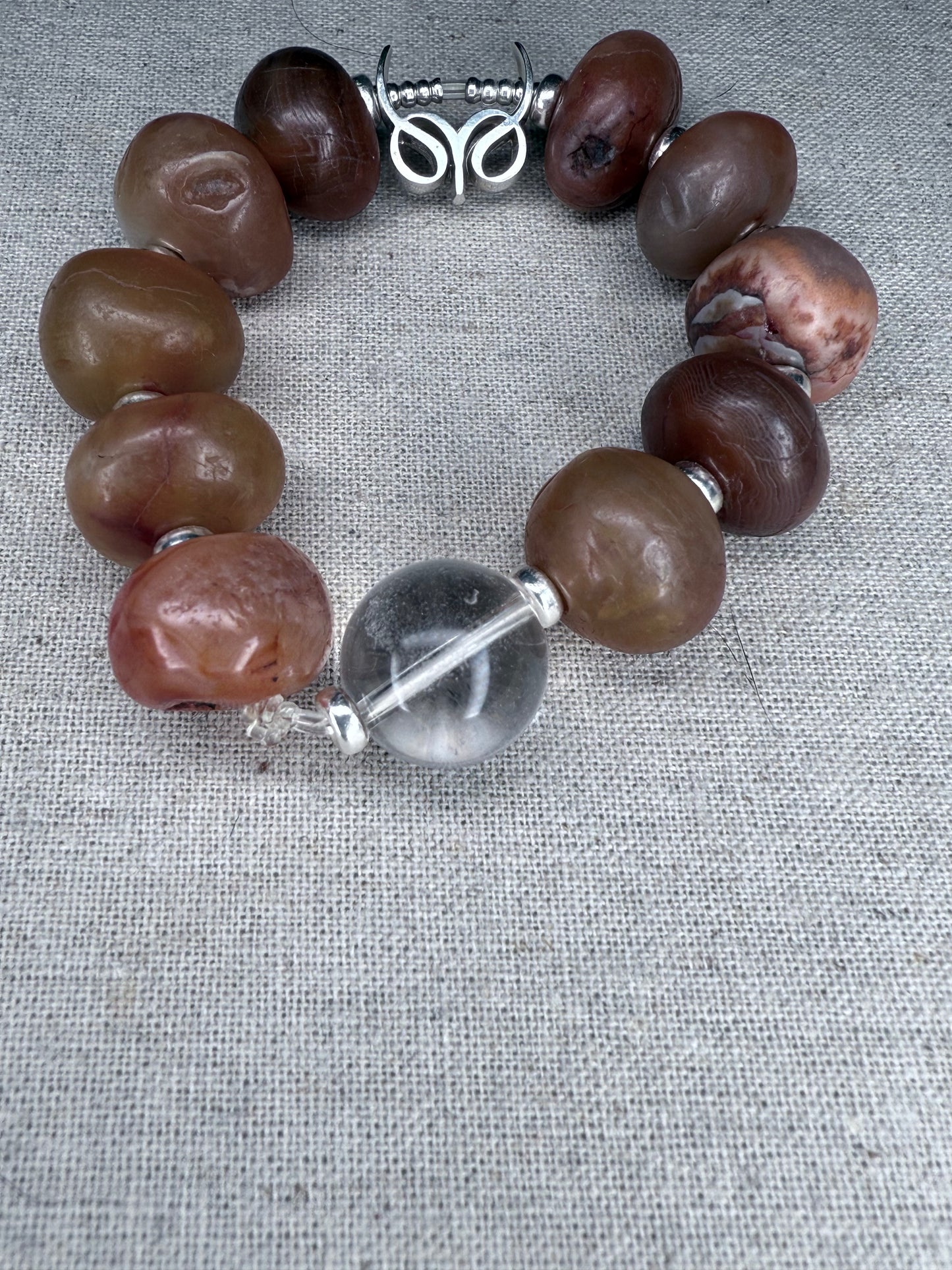 Spiritual Beads Bracelet Sterling Silver with Tibetan Himalayan , 10mm